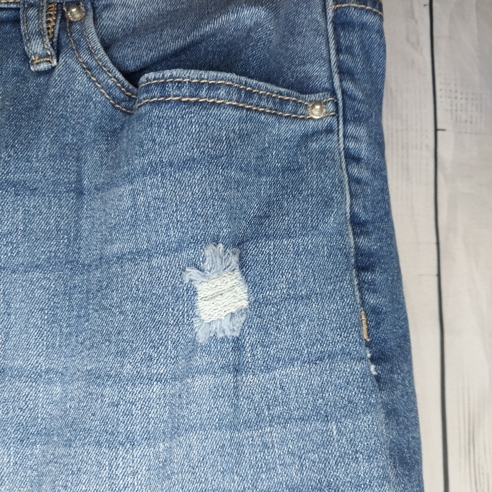 Nicole Miller Nomad Super High Rise Straight Blue Distressed Jeans - Picture 9 of 14